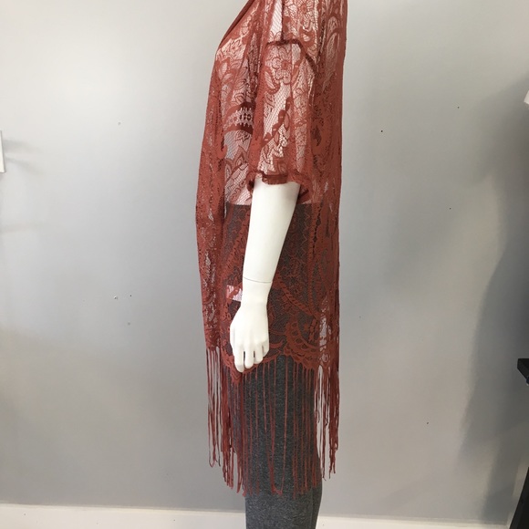 Charlotte Russe Lace Fringe Kimono Duster Cardigan - Picture 4 of 8